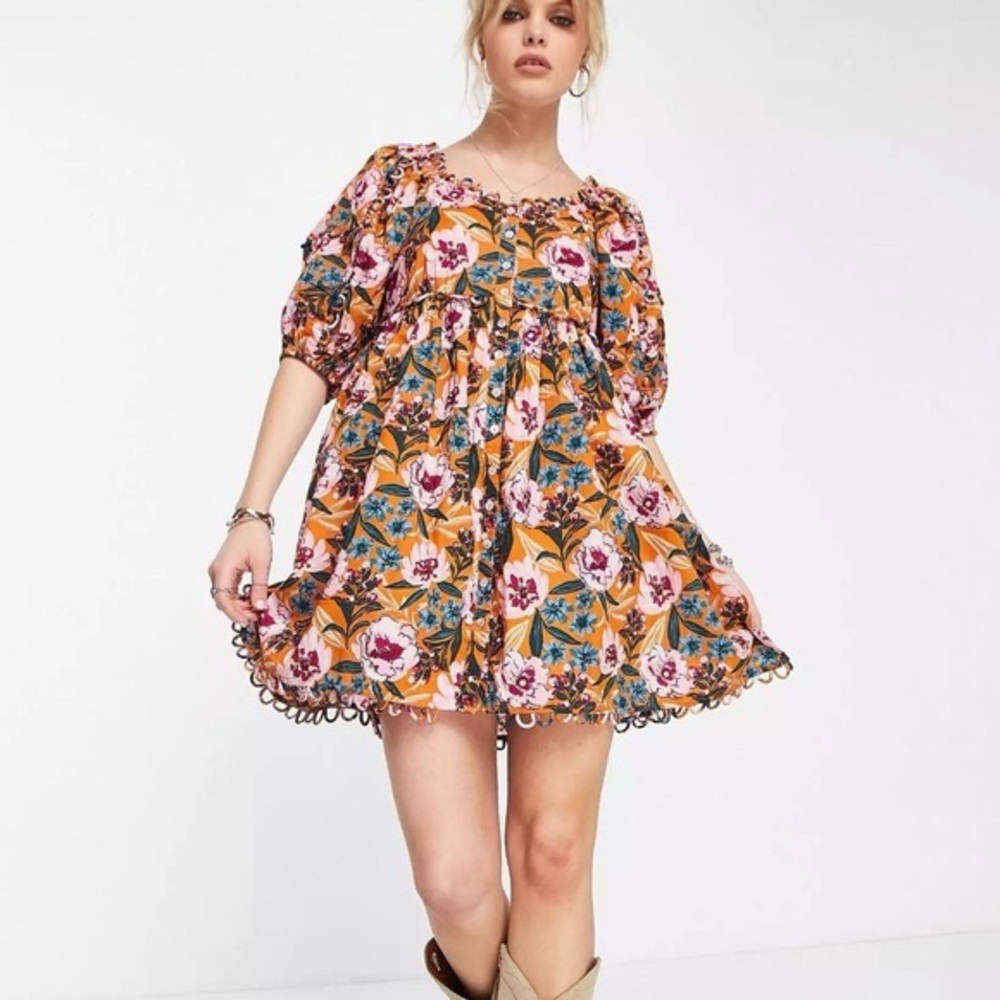 Top shop Floral Puff Sleeve Dress